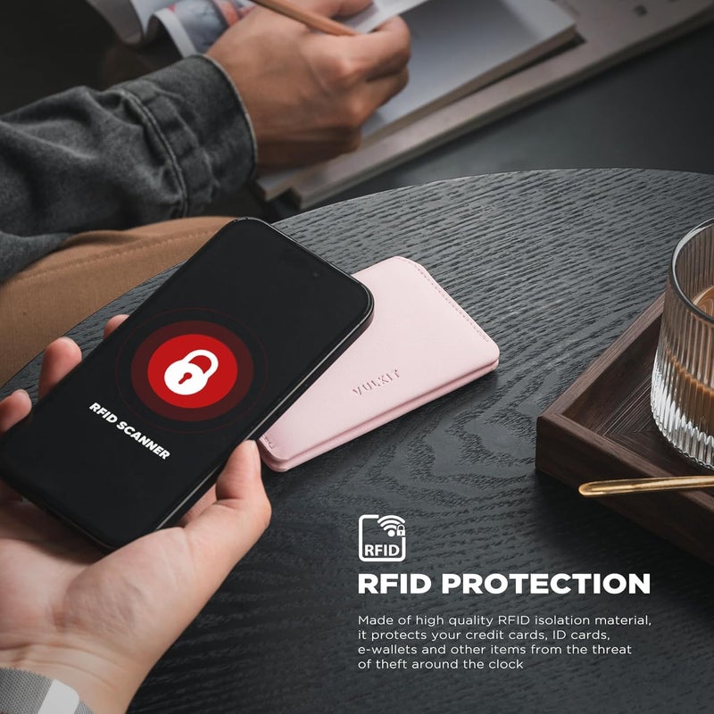 VULKIT Slim Minimalist Card Holder RFID Blocking Leather Credit Card Holder Front Pocket Wallet Magnetic Closure - Image 5